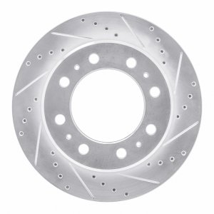 Dodge Ram 2500 Brake Rotor (1) - Rear Right - R1 Concepts - Drilled & Slotted - Silver - `09-`25